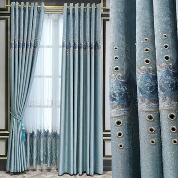 Evropski stil ženiljska vezene zavese vodi topen izdolbel vezene zavese, krpe za spalnico senčenje zavese