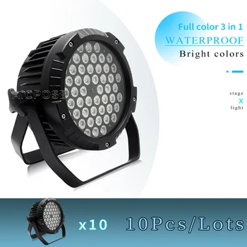 10Pcs Prostem Nepremočljiva Stopnji Svetlobe 54x3W RGB3 v 1/RGBW4 Barvni LED Par Luči DMX Kontrola DJ Disco Opreme za Razsvetljavo