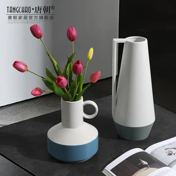 Nordijska keramični cvet vazo za dekoracijo doma, notranjost vaza za vrt, office, študija, dnevna soba, jedilna miza