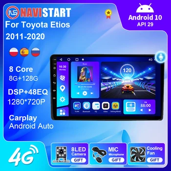 NAVISTART 2 Din Android 10 Za Toyota Etios WIFI 4G Avto Radio-Navigacijski sistem GPS, Android Auto DSP Carplay Stereo Št DVD Predvajalnika 2 Din