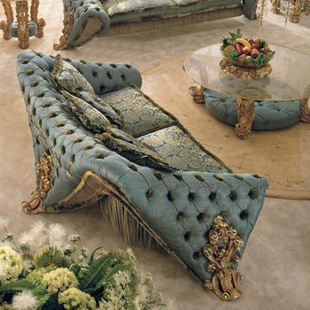 Evropski masivnega lesa, carvinga dnevni prostor kavč Palace francoski luksuzne tkanine, kavč, klubska mizica kombinacija villa pohištvo customiza