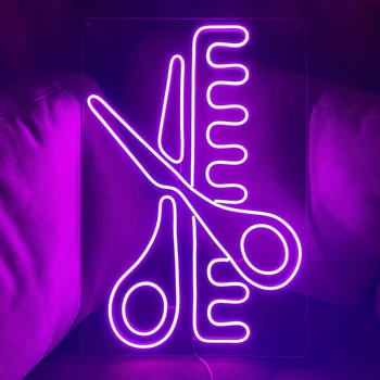 Led Berber Shop, neon znak Kul Škarje, Neon, Luči za Lase Kozmetični Salon Dekor USB Poslovnih lase stilist darilo