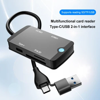 Prenosni Multi-Port Adapter za SD/TF Card Reader Plug and Play za Mobilni Telefon, Tablični računalnik Prenosni Večnamenski priključek za Razširitveno Postajo