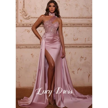 Lucy morska deklica Dolge Obleke za Ženske Satenasto Obleko Elegantno Zvečer Luksuzni Družico Stranka Dubaj Ženska Režejo Posebne Dogodke Slovesnosti