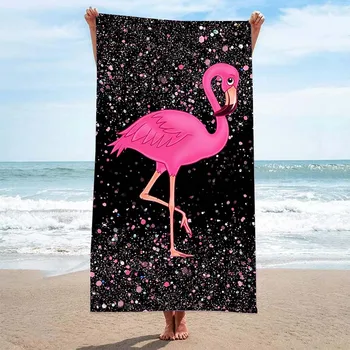 Plaža Brisačo Flamingo Vzorec Malih Živali Slog Pesek Brezplačno Quick Dry Plaža Brisačo Mikrovlaken Frotir Quick Dry Polni Velikosti Brisačo