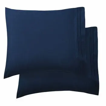 1800 Nit Število Egiptovske Kakovost Super Mehka Gubam Brezplačno 2-Kos Pillowcases - Standardna Velikost-Navy
