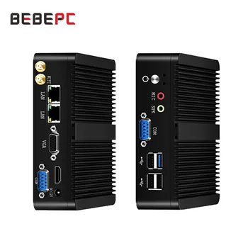BEBEPC Fanless Mini PC Intel Celeron J1900 N2830 Dvojno LAN Windows 10 J2900 4 Jedro Industrijske Mini Namizni Računalnik COM WiFi HTPC