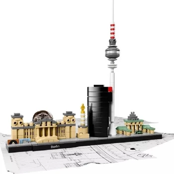 Berlin City Arhitekturo Skyline Gradniki Nastavite Stolp Edifice Opeke Mesto Street View Zbrati Igrače Za Otroke Darila