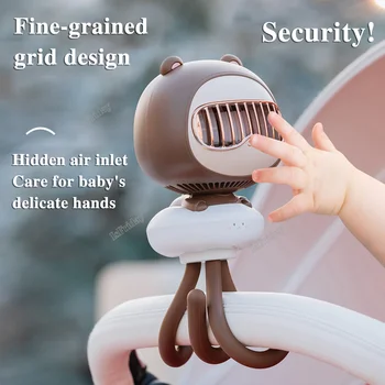 Prenosni Baby Voziček Ventilator Bladeless USB Polnilne 3600mah Baterije Zračnega Hladilnika Ročno Zložljiva Namizni Ventilator Večnamenski