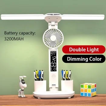 LED Namizna Svetilka Z Mini Fan Zatemniti USB, Zaslon na Dotik, Zložljive namizne Svetilke Z uporabo aplikacije Koledar Ura Noč Svetlobe Študija Branje Svetlobe