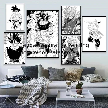 Japonske Anime Dragon Ball Sina Visoke Kakovosti Črno in Belo Stripi, Slike Sobi Doma Wall Art Platno Slikarstvo Baby Otroci Darila