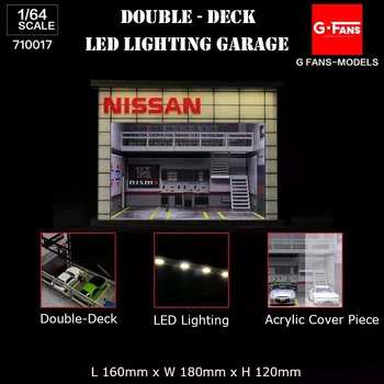 G-Fans 1:64 Zbrati Diorama Zakonsko Desk USB, LED Osvetlitev Garaže Model Avtomobila Postaja -Nis Različica