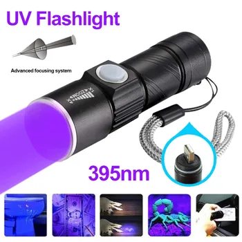 Prenosni UV Svetilko Zoomable Ultravijolično Blacklight Akumulatorska Led Svetilka vodoodporna 3 Načini UV za Hišne Madežev Bug Nohtov Lepila