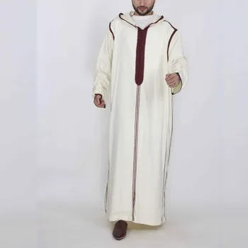 2023 Muslimansko Obleko Haljo Abayas Dubaj Priložnostne Tam Kaftan Haljo Islamske Noše Z Dolgo Rokav Zavoj Navzdol Ovratnik Darila Za Moške