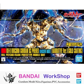 Bandai Original 1/144 HGUC Gundam Unicorn Phenex (Samorog) Zlato Prevleko Dejanje Slika Skupščine Model Komplet Zbirateljske Darila