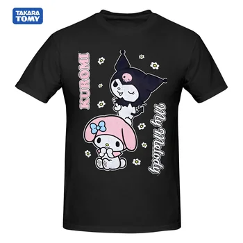 Sanrio Kuromi & Moje Melodije T shirt Harajuku Kratek Rokav T-shirt 100% Bombaž Grafike Tshirt blagovnih Znamk Tee Vrh