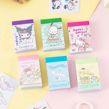 50Sheets Sanrio Nalepke, Knjige, Hello Kitty Cinnamoroll Kuromi Kid Mini Priročnik Dekorativni Roko Račun Laptop Tiskovine Beležnico