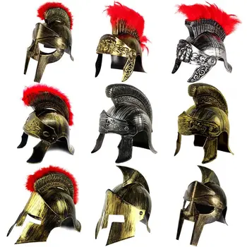 Vintage Čelada Maškarada Čelada Spartan Bojevnik Klobuk Srednjeveškega Starega Rimskega Pokrivalo Čelade Pero Lev Skp Spartacu Samurai