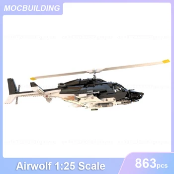 MOC gradniki Airwolf 1:25 Obsega Zrakoplova Model Zbrati Opeke Vojaški Ustvarjalno Izobraževalne Otroci Igrače Darila 863PCS