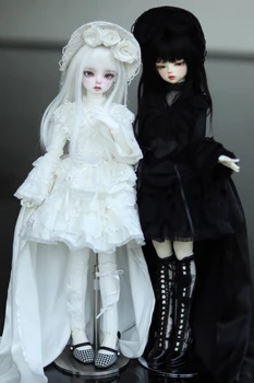 BJD lutka obleko twin črno in belo Gothic retro slogu krilo spot, ki je primerna za MDD, 1/4, 1/3size, lutka krilo.