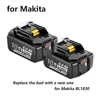Za 18V Makita Baterija 6000mAh Polnilna ročna Orodja Baterije z LED Li-ion Zamenjava LXT BL1860B BL1860 BL1850