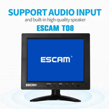 ESCAM T08 8inch TFT LCD zaslon 1024 x 768 CCTV Monitor z VGA HDMI je združljiv AV BNC USB za PC Varnostne Kamere CCTV