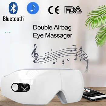 Oči Massager 6D Double Air Bag Močno Vibracijsko Masažo Bluetooth Glasbe Vroče Stiskanje Acupoint Masaža Lajšanje Otrok z Utrujenostjo Oči