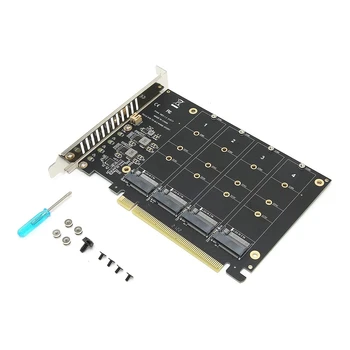 4 Port M. 2 NVMe SSD za PCIE X16M Tipko Trdi Disk Pretvornik Bralec Razširitveno Kartico, 4 x 32Gbps Hitrost Prenosa (PH44)