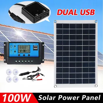 Sončne celice, 20W-100W Dvojno USB Sončne Celice Prenosni Nepremočljiva Solarni Polnilnik Prostem Mobilne Baterije Solarno Polnjenje 5V12V18V
