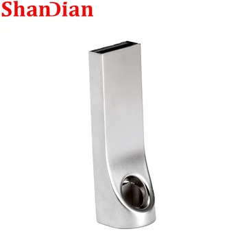 SHANDIAN USB 2.0 Pendrive Visoke Hitrosti Palico Kovinski Pogon USB Flash 16GB 32GB 64GB Pravi Zmogljivosti Pen Drive Meri LOGOTIP