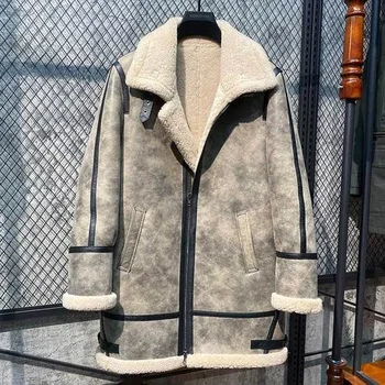 2023 Naravno Krzno Plašč Zimske Jakne za Moške Oblačila Prave Ovčje kože Suknjič Moda Mid-dolžina Toplo Fur Coats Abrigos