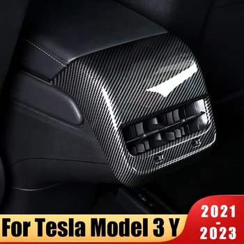 Za Tesla Model 3 Y 2021 2022 2023 Zadaj Air Vent Vtičnico Kritje Trim Anti-scratch Avto Dodatki iz Ogljikovih Vlaken ABS USB Luknjo Pokrov