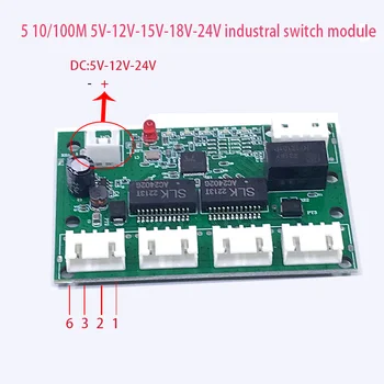 Mini PCBA 5 Vrat Networkmini ethernet stikalo modul 10/100Mbps 5V 12V 15V 18V 24V