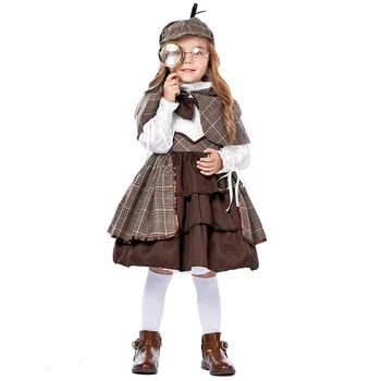 Dekleta Detektiv Cosplay Kostume Lolita British College Stil Dekle Detektiv Obleko Uniforme Dekleta Stranka Kostumi